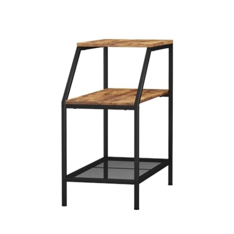 Vicco Anstelltisch Fyrk, Eiche rustikal/Schwarz, 30 x 60 cm mit 2 offenen Ablagen