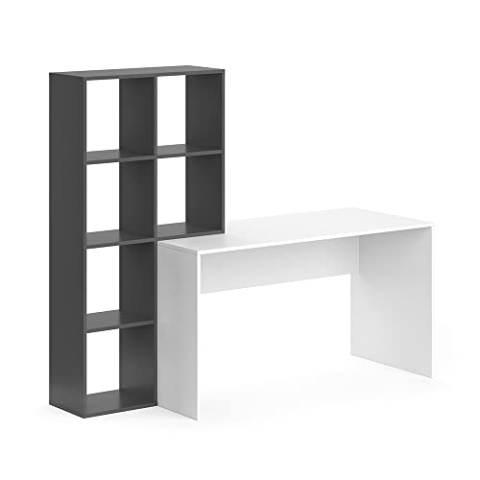 Vicco Schreibtisch Mara, Arbeitstisch für das Büro, Weiß/Anthrazit, 59 x 166.8 cm