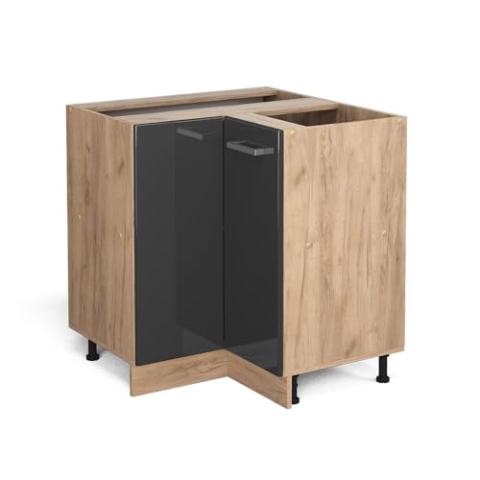Vicco Eckunterschrank R-Line, Anthrazit Hochglanz/Goldkraft Eiche, 75.6 cm ohne Arbeitsplatte