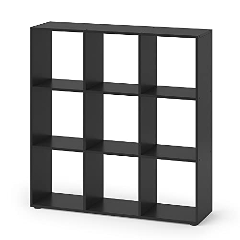 Vicco Raumteiler Nove, stehendes Bücherregal, Schwarz, 104 x 108 cm