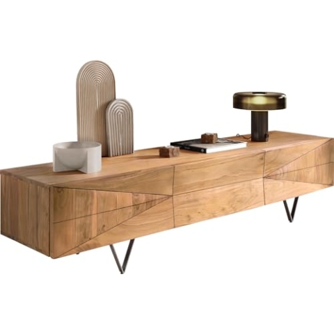 DELIFE Fernsehtisch Wyatt Akazie Natur 175 cm 2 Türen 1 Klappe Designer Lowboard