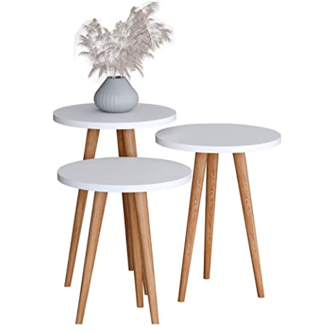 VCM 3-TLG. Set Beistelltisch | Tisch im schlichten Design | Maße ca. H. 42/47/52 x B. 34 x T. 34 cm | Wohnzimmertisch - Barilo