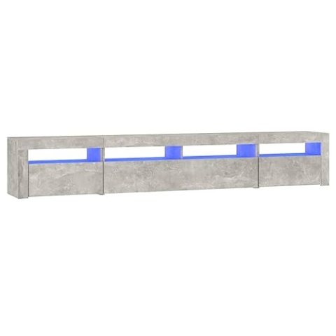vidaXL TV Schrank mit LED-Leuchten Lowboard TV Möbel Tisch Board Sideboard Fernsehtisch Fernsehschrank HiFi-Schrank Betongrau 240x35x40cm