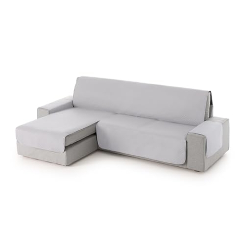 Textil-home Adele Chaise Longue Sofa Bezug, Schutz für Linke Arm Gesteppte Sofas. Größe -240cm. Farbe Hellgrau (Vorderansicht)