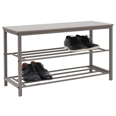 DuneDesign Schuhbank mit Sitzfläche Holz - 80x30x45 Schuhregal Metall - Schuhschrank mit Sitzbank - Schuhkommode Flur Bank mit Stauraum - Garderobenbank mit Schuhablage - Kindersitzbank für Garderobe