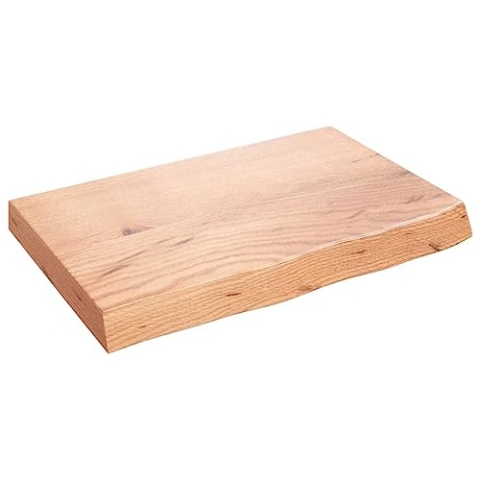 vidaXL Waschtischplatte, Multifunktional Arbeitsplatte mit Naturkante, Waschtischkonsole Tischplatte für Badezimmer, Holzplatte Platte, Hellbraun 60x40x(2-6) cm Massivholz Behandelt