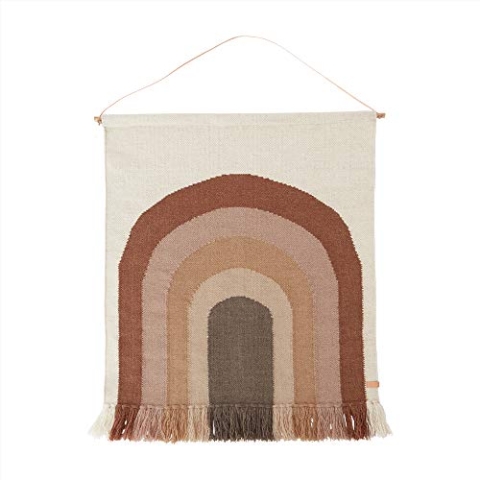 OYOY Mini - Wandteppich Follow The Rainbow Wall Rug Wanddeko für das Kinderzimmer Braun/Rottöne Braun - 124x100 cm, Wolle-Baumwolle