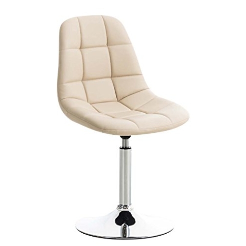 CLP Lounger Emil mit Kunstlederbezug, Esszimmerstuhl mit gestepptem Sitz, Drehstuhl mit Trompetenfuß in Chromoptik, Farbe:Creme