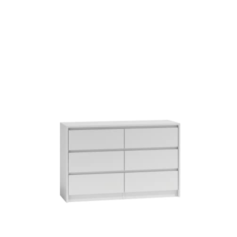CDF Moderne Kommode Karo K6 K120 | Farbe: Weiß | Schrank für Dokumente, Kleinigkeiten | Ideal für Wohnzimmer, Schlafzimmer, Kinderzimmer, Jugendzimmer und Büro | 6 geräumige Schubladen