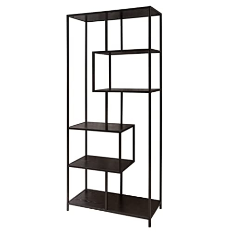 Riess Ambiente Industrial Bücherregal Slim LINE 185cm Esche schwarz sechs Regalböden Standregal Wohnzimmerregal Regal