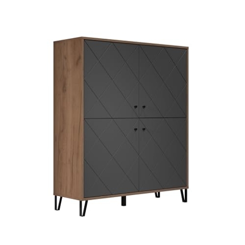 trendteam smart living - Highboard Schrank - Wohnzimmer - Montez - Aufbaumaß (BxHxT) 123 x 136 x 40 cm - Farbe Eiche Kraft Gold mit Graphit - 2102862C4