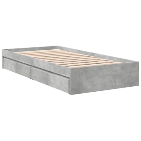 vidaXL Bettgestell, Bett mit Schubladen für Schlafzimmer, Bettrahmen mit Lattenrost, Schlafzimmerbett Einzelbett, Betongrau 100x200cm Holzwerkstoff