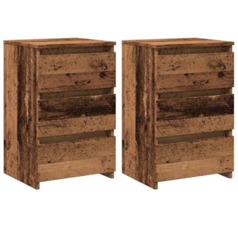vidaXL Nachttische 2 STK. Altholz-Optik 40x35x62,5 cm Holzwerkstoff, Nachtschrank, Nachtkonsole, Schlafzimmermöbel, Nachtschränke, Nachtkommode