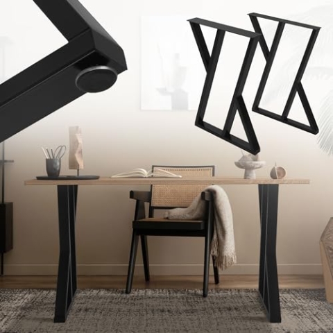 ML-Design 2 Stück Tischbeine 50xH71cm, Tischkufen X-Form, aus Stahl pulverbeschichtet, Schwarz, Industriedesign, Kufengestell für Esstisch/Schreibtisch, Tischgestell, Metall Möbelfüße für DIY-Projekte
