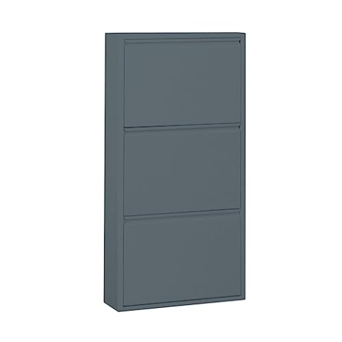 ebuy24 Pisa Schuhschrank mit Klappen/Türen in Metall grau (106x50x16 cm)