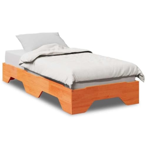 vidaXL Massivholzbett ohne Matratze Stapelbar Wachsbraun 80x200 cm, Bettrahmen, Bett, stapelbares Einzelbett, stapelbares Bett, Stapelbett