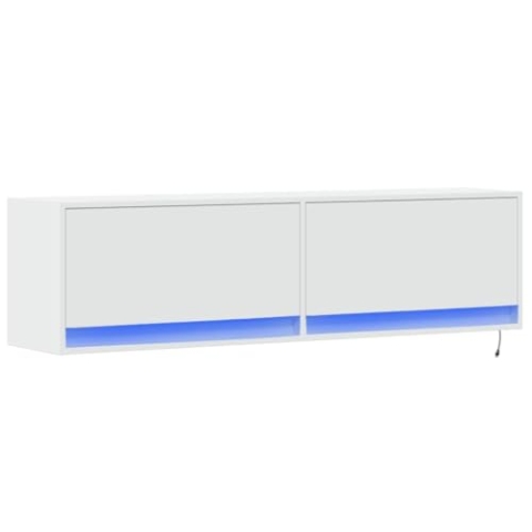 vidaXL TV Wandschrank, TV Schrank Lowboard mit LED-Beleuchtung, Hängeschrank Fernsehschrank für Wohnzimmer, Fernsehtisch TV Board Hängend, Weiß