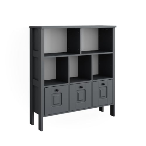 VitaliSpa Kinderregal Ajaton, Spielzeugregal für Faltboxen, Grau, 103.6 x 113.4 cm