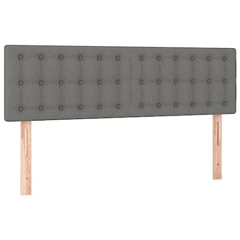 vidaXL LED Kopfteil, Bettkopfteil mit Holzbeinen, Höhenverstellbar Polsterkopfteil für Bett, Betthaupt Bettzubehör Schlafzimmer, Dunkelgrau 144x5x78/88cm Stoff