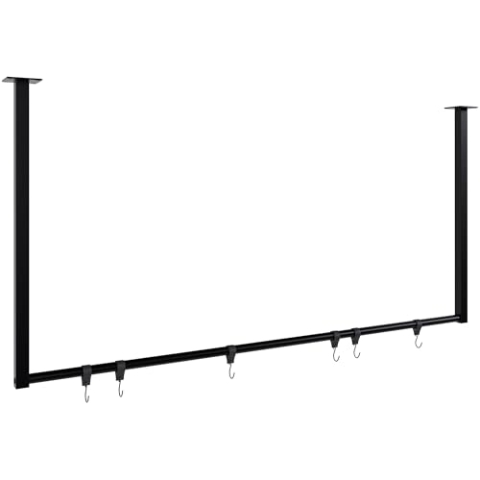 CLP Kleiderstange Fenton mit 6 Kleiderhaken I Kleiderständer für Deckenmontage I Garderobenstange aus Metall, Größe:120x60 cm