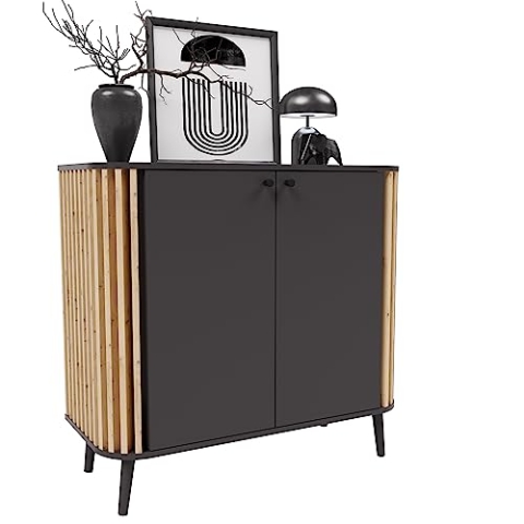 xonox.home Kommode Pure Kommode Schrank Anrichte Stauraummöbel in Front/Korpus grau Nb. Absetzung Artisan Eiche Nb., ca.92x87,5x40 cm