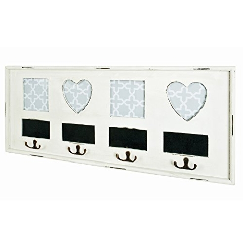 HAKU Möbel Wandgarderobe antikweiß, Massivholz, MDF - Maße: B 63 cm x H 26 cm x T 3 cm, Style: Industrial