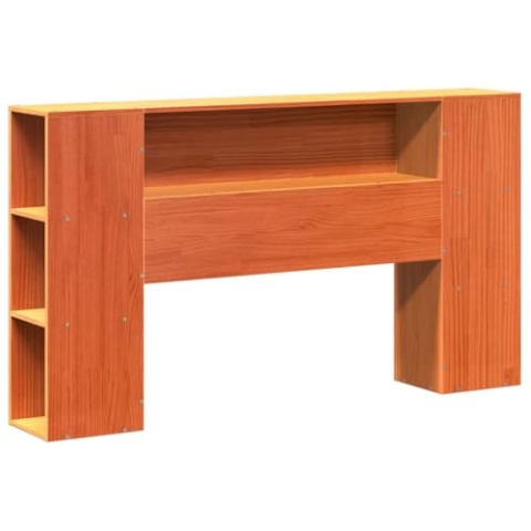 vidaXL Kopfteil, Bettkopfteil mit Stauraum, Freistehend Betthaupt für Holzbett Doppelbett, Holzkopfteil Bettzubehör Schlafzimmer, Wachsbraun 140cm Massivholz Kiefer