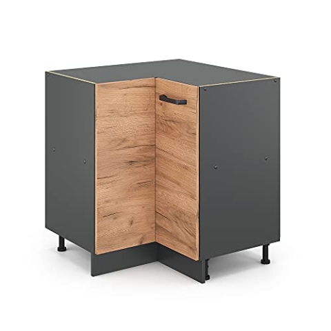 Vicco Eckunterschrank R-Line, Goldkraft Eiche/Anthrazit, 75.6 cm ohne Arbeitsplatte