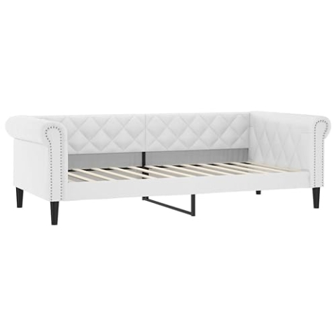 vidaXL Tagesbett, Gästebett 2-in-1, Sofabett Schlafsofa für Schlafzimmer Wohnzimmer, Bettsofa Sofa, Modernes Design, Weiß 100x200cm Kunstleder