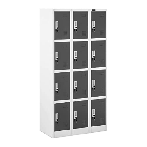 Fromm & Starck Star_MCAB_31 Spindschrank Spind Schrank Metall Aktenschrank Mehrzweckschrank 12 Fächer grau 200 kg Stahl Epoxidharzbeschichtet