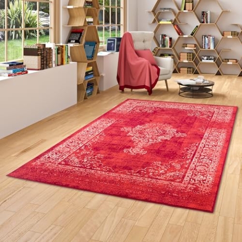 Pergamon Designer Teppich Passion Vintage Bordüre Rot in 5 Größen