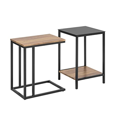 SoBuy FBT99-F 2er Set Beistelltisch Satztisch Couchtisch Stapelbar Sofatisch Kaffeetisch Laptoptisch Pflegetisch Wohnzimmertisch