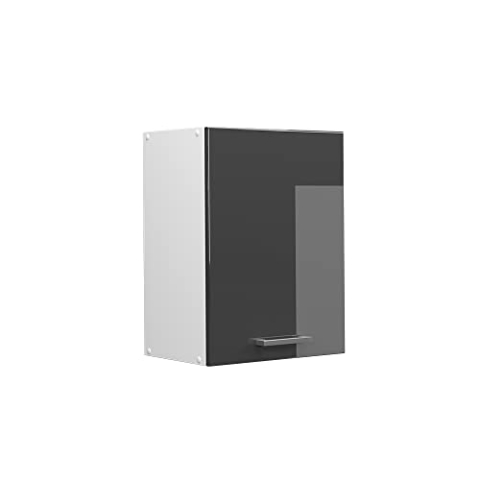 Vicco Hängeschrank R-Line, hängender Küchenschrank, Anthrazit Hochglanz/Weiß, 45 cm