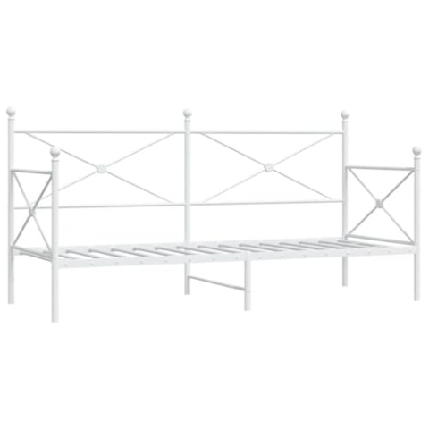 vidaXL Tagesbett ohne Matratze Weiß 80x200 cm Stahl, Schlafbett, Schlafsofa, Couchbett, Gästebett, Tagesbettsofa, bequemes Schlafsofa