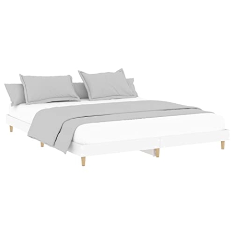 vidaXL Bettgestell, Bett Doppelbett für Schlafzimmer, Bettrahmen mit Lattenrost, Schlafzimmerbett Holzbeine, Weiß 120x200cm Holzwerkstoff