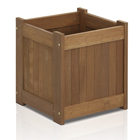 Furinno Tioman Blumenkasten in Teaköl, braun, 39,12 x 39,12 x 44,96 cm