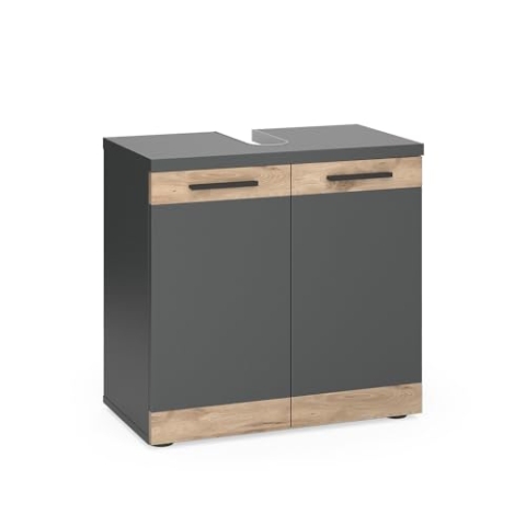 Vicco Waschbeckenunterschrank Niko, Waschtischunterschrank, Anthrazit/Viking Oak, 60 x 59.1 cm