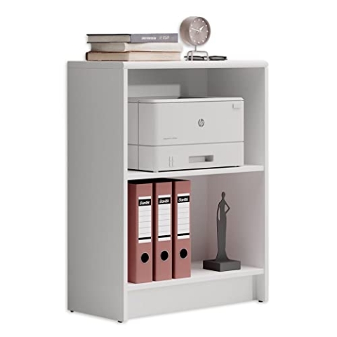 LILLY Regal Weiß - Modernes Bücherregal mit 2 offenen Fächern - Vielseitiges Büro Aktenregal Standregal mit viel Stauraum - 60 x 78 x 28 cm (B/H/T)