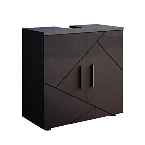 Vicco Waschbeckenunterschrank Irma, Waschtischunterschrank, Anthrazit Hochglanz, 60 x 59 cm
