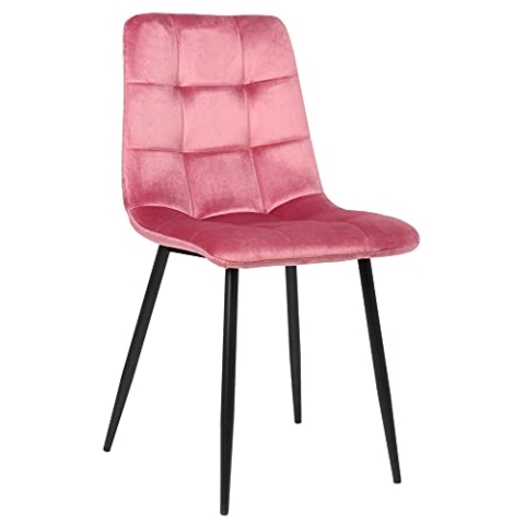 CLP Esszimmerstuhl Tilde I Samt I Stoff I Gesteppt I Mit Bodenschonern, Farbe:pink, Material:Samt