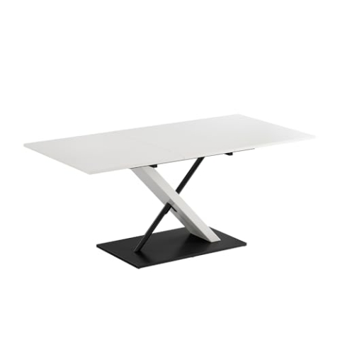 Vicco Esstisch Herta, ausziehbarer Esszimmertisch, Weiß/Schwarz, 140 x 90 cm ausziehbar