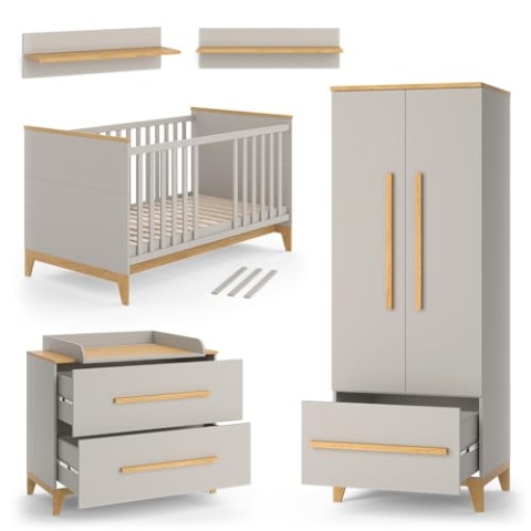 VitaliSpa Kinderzimmer-Set Malia, Babyzimmermöbel, Cashmere-Eiche, 5 Teile