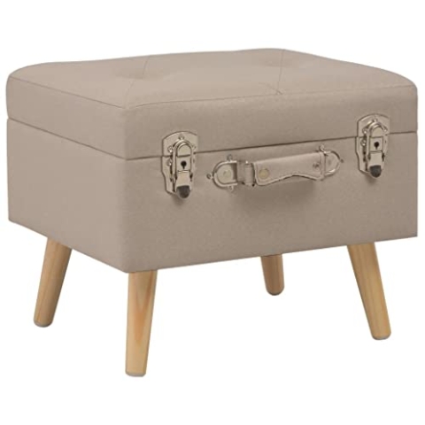 vidaXL Hocker mit Stauraum Sitzhocker Fußhocker Polsterhocker Sitzbank Sitzpouf Pouf Sitzpuff Fußbank Ottomane Sitztruhe Truhe 40cm Beige Stoff