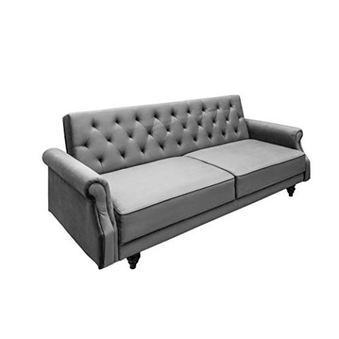 invicta INTERIOR Chesterfield 3-Sitzer Sofa Maison Belle AFFAIRE 220cm grau Samt mit Schlaffunktion Schlafsofa Schlafcouch
