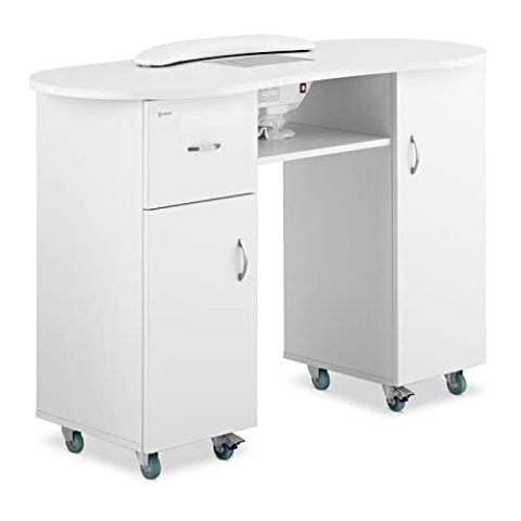 Physa Phy-MT-7 Nageltisch 1.200 x 503 x 803 mm 1 Weiß mit Staubabsaugung und HandablageManiküretisch Nagelstudio-Tisch Manikürtisch