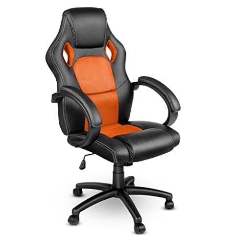 TRESKO Racing Chefsessel Bürostuhl Drehstuhl 14 Farbvarianten, gepolsterte Armlehnen, Wippmechanik, Lift SGS geprüft