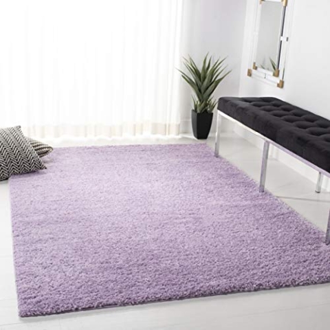 SAFAVIEH Zottelig Teppich für Wohnzimmer, Esszimmer, Schlafzimmer - August Shag Collection, Kurzer Flor, Lila, 122 X 122 cm