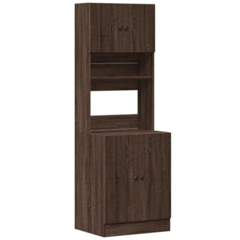 vidaXL Küchenschrank, Küchenzeile mit Türen Schubladen, Hochschrank für Küche Restaurant Hotel, Küchenmöbel, Modern, Braun Eichen-Optik Holzwerkstoff