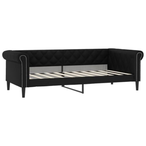 vidaXL Tagesbett, Gästebett 2-in-1, Sofabett Schlafsofa für Schlafzimmer Wohnzimmer, Bettsofa Sofa, Modernes Design, Schwarz 90x190cm Kunstleder
