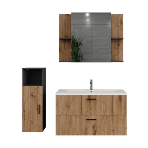 Vicco Badmöbel-Set Irma, Anthrazit/Artisan, 4 Teile
